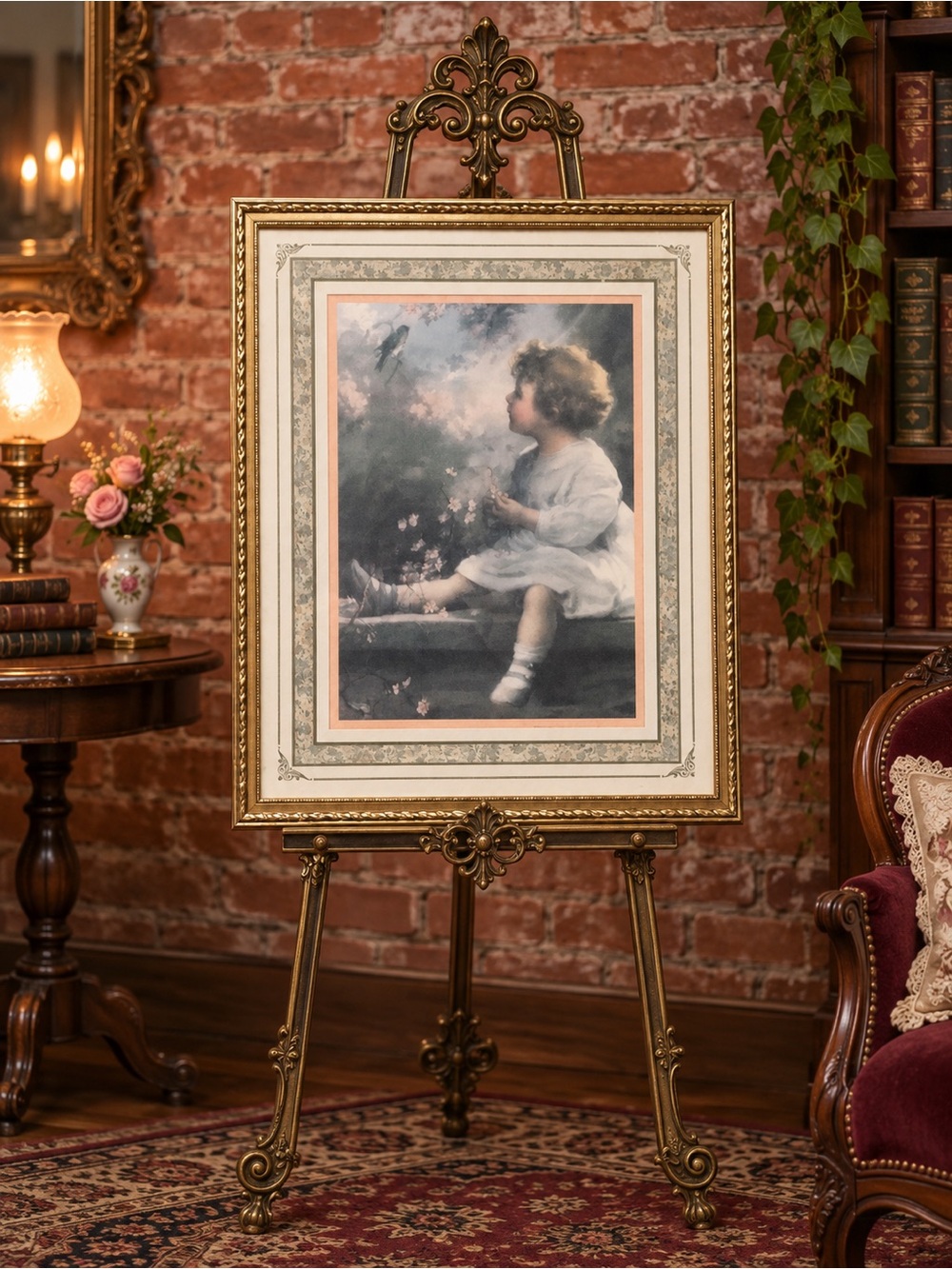 Vintage Home Interiors Framed Zula Kenyon Art Print The Song of the Bluebird